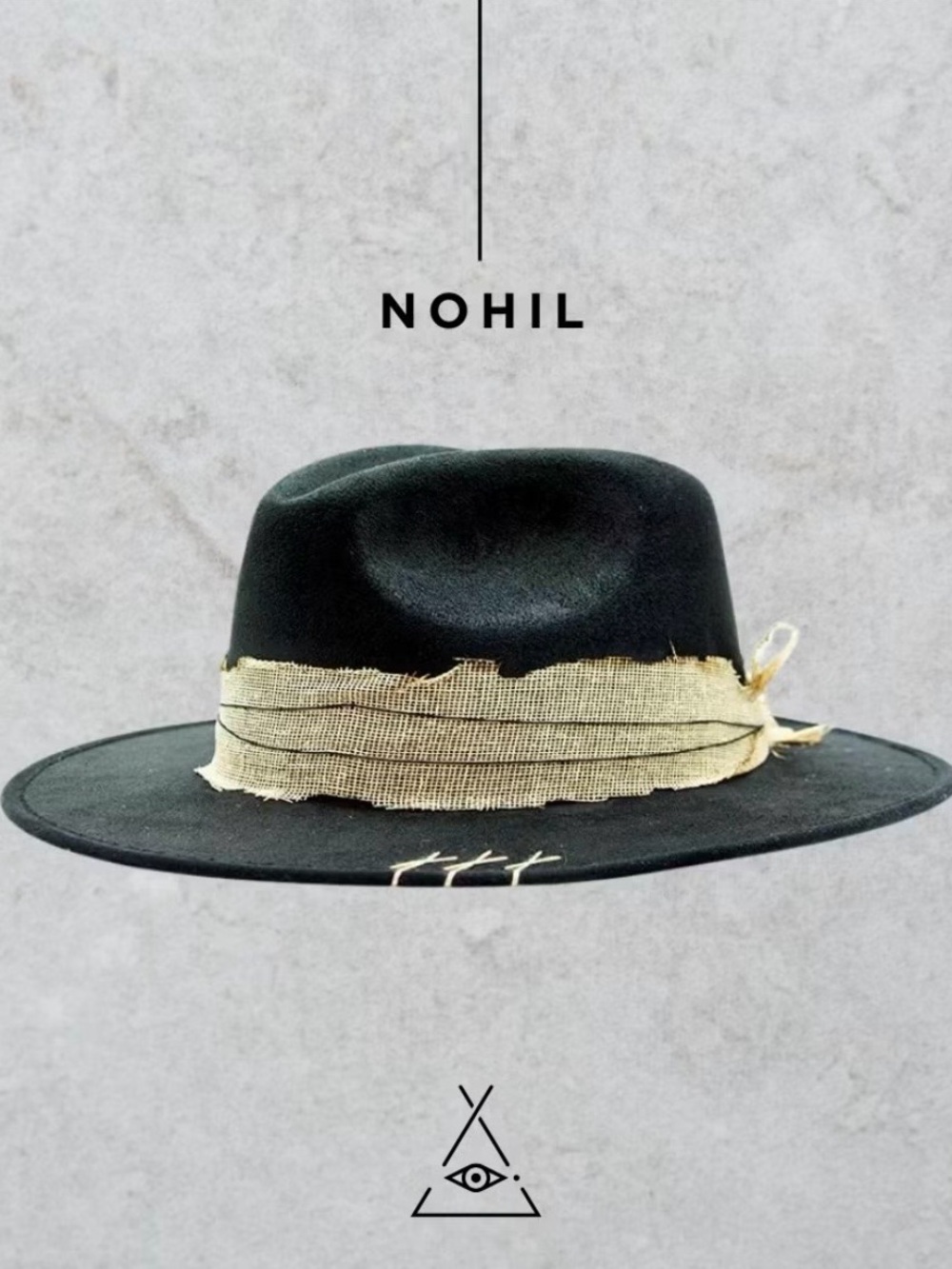 Black Wide-Brim Fedora with Natural Band